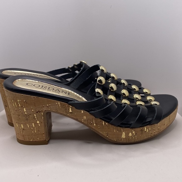 Cordani Keqne Italian Leather Caged Platform Cork Sandals - Picture 4 of 16